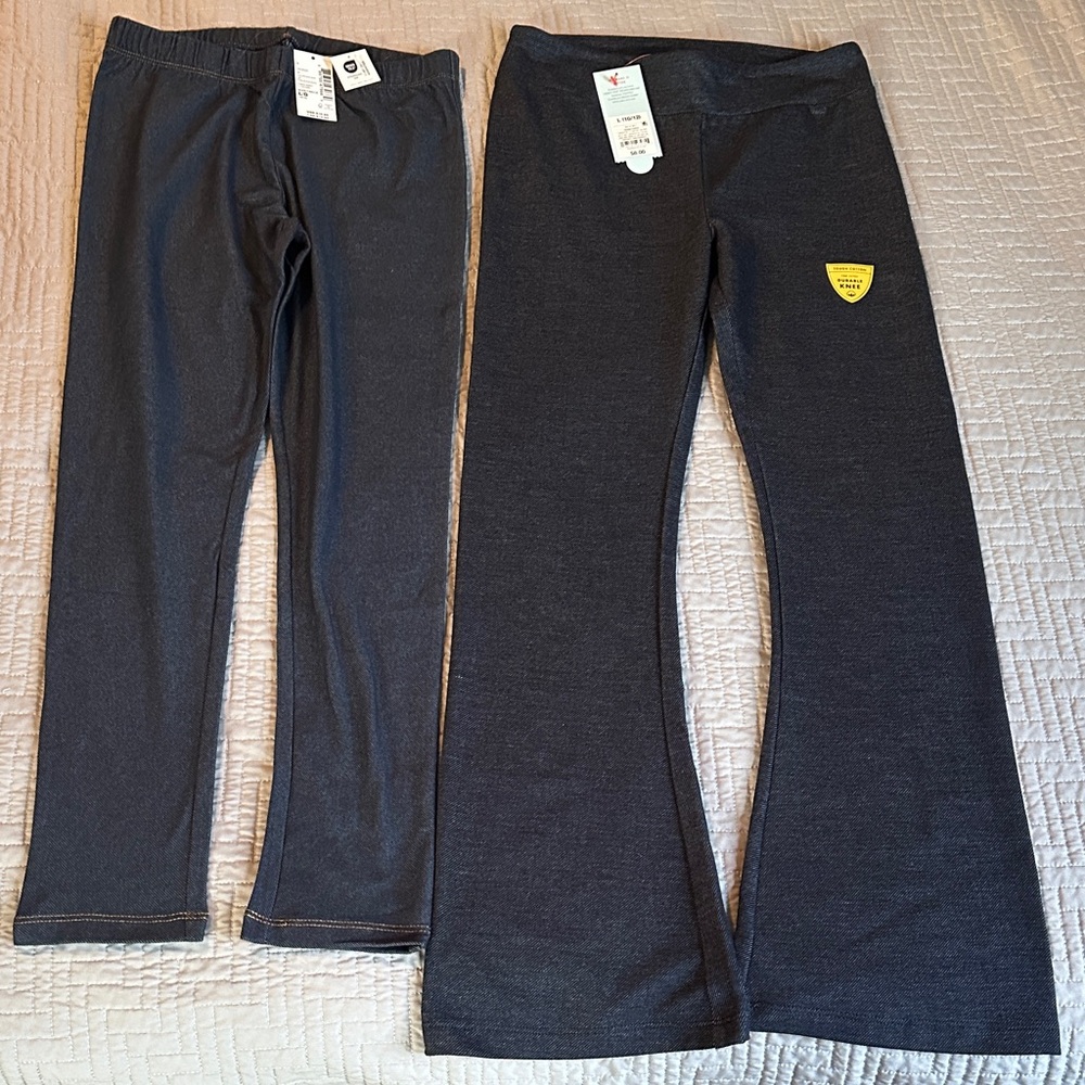 2 pair Girls jeggings/flare leg cotton pull on pants